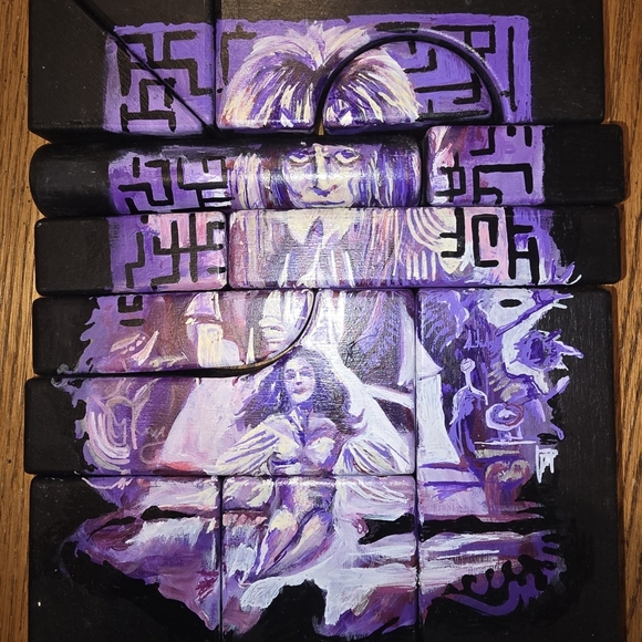 Hand Painted Labyrinth David Bowie Wooden Blocks Building Set 13 Pieces - Picture 1 of 1